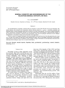 Mineral chemistry and geochronology of the Rajasthan emerald deposits, NW India